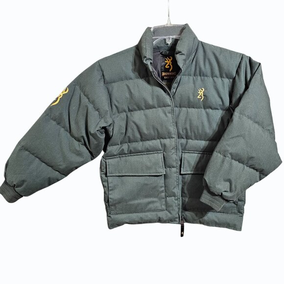 BROWNING Youth Small Goose Down Puffer Jacket Winter Coat Full Zip Y2K Vtg - Picture 1 of 9